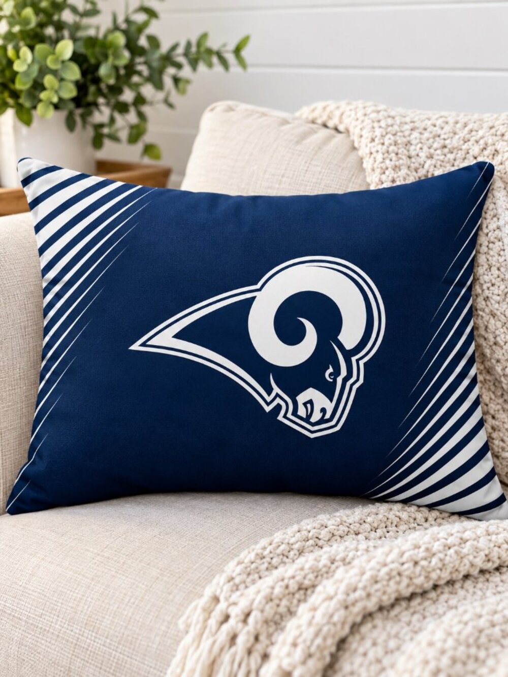 Los Angeles Rams Side Streak Plush Standard Pillow Cover NFL Football